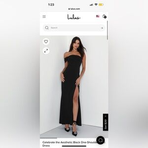 Lulus Celebrate the Aesthetic Black One-Shoulder Maxi Dress